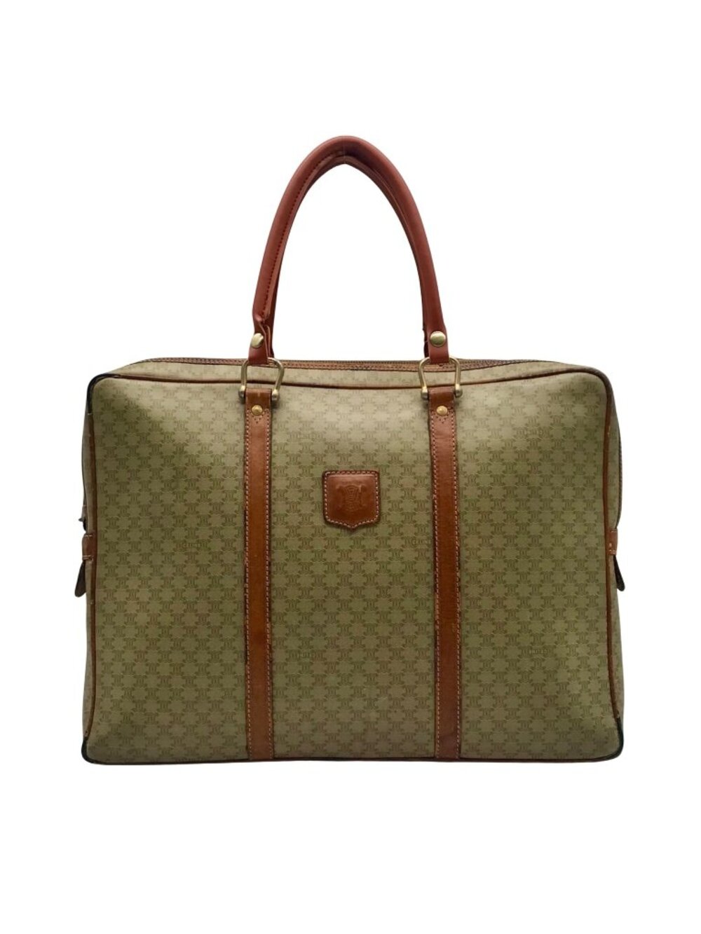 Celine Vintage Olive Green Coated Canvas Macadam Briefcase